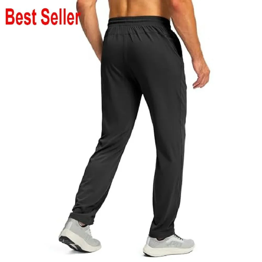 Men's Stretch Tapered Joggers Zipper Pocket Athletic Sweatpants Gym Running
